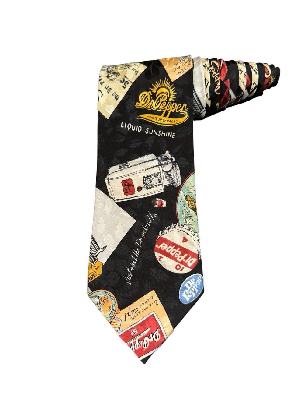 Nicole Miller Dr Pepper Liquid Sunshine Bottle Cap Vintage Necktie Advertising